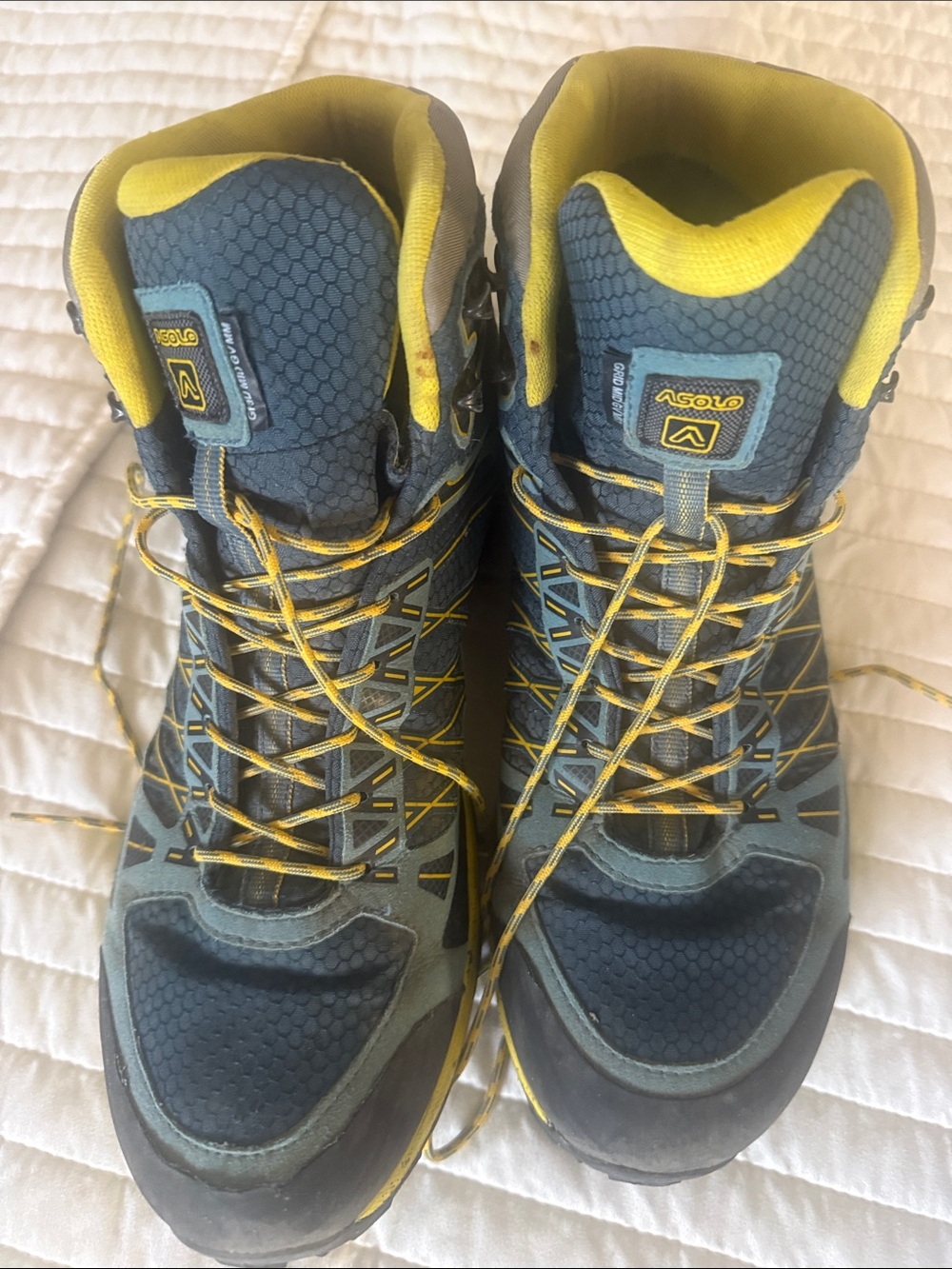 Asolo Blue and Yellow Men's Hiking Boots,